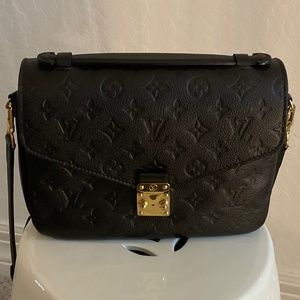 Louis Vuitton Pochette Métis Empreinte Black Leather Bag